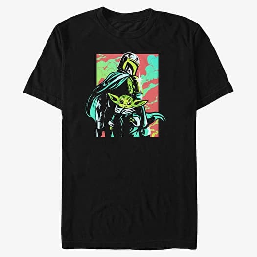 Majica Merch Star Wars: The Mandalorian - Neon Mando Unisex T-Shirt Black