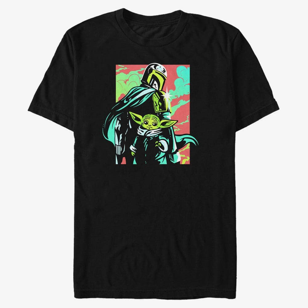 majice kratkih rukava Merch Star Wars: The Mandalorian - Neon Mando Unisex T-Shirt Black