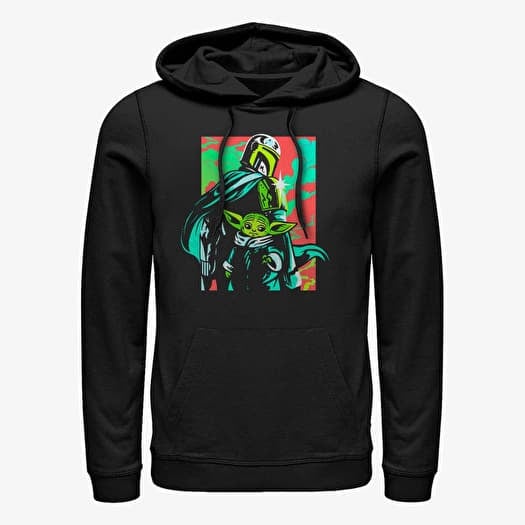Kampsun Merch Star Wars: The Mandalorian - Neon Mando Unisex Hoodie Black