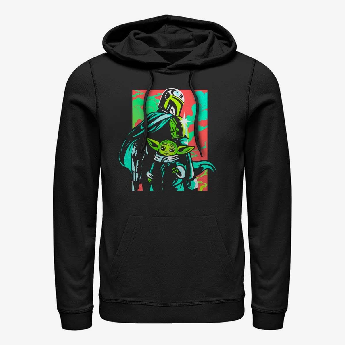 Sweatshirts Merch Star Wars: The Mandalorian - Neon Mando Unisex Hoodie Black