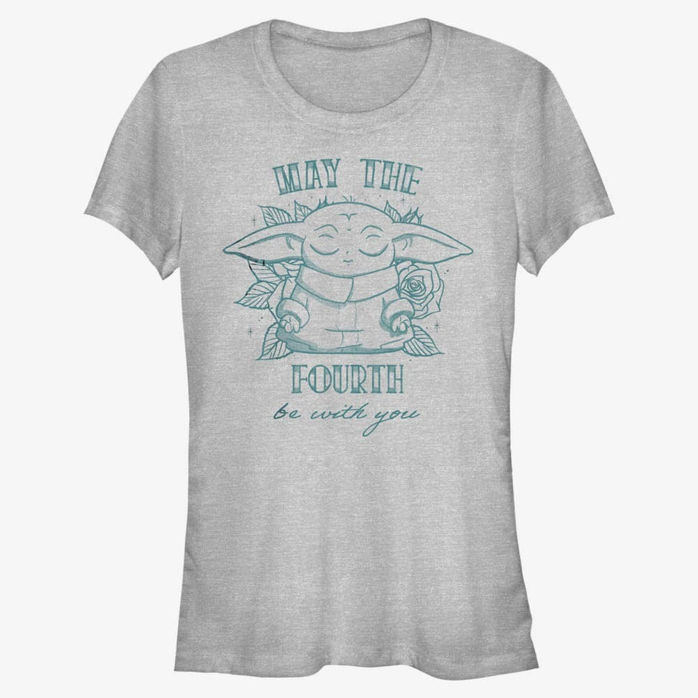 Футболки Merch Star Wars: Mandalorian - Fourth Of Grogu Women's T-Shirt Heather Grey