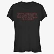 Merch Netflix Stranger Things - Stranger Red Outline Logo Women's T-Shirt Black