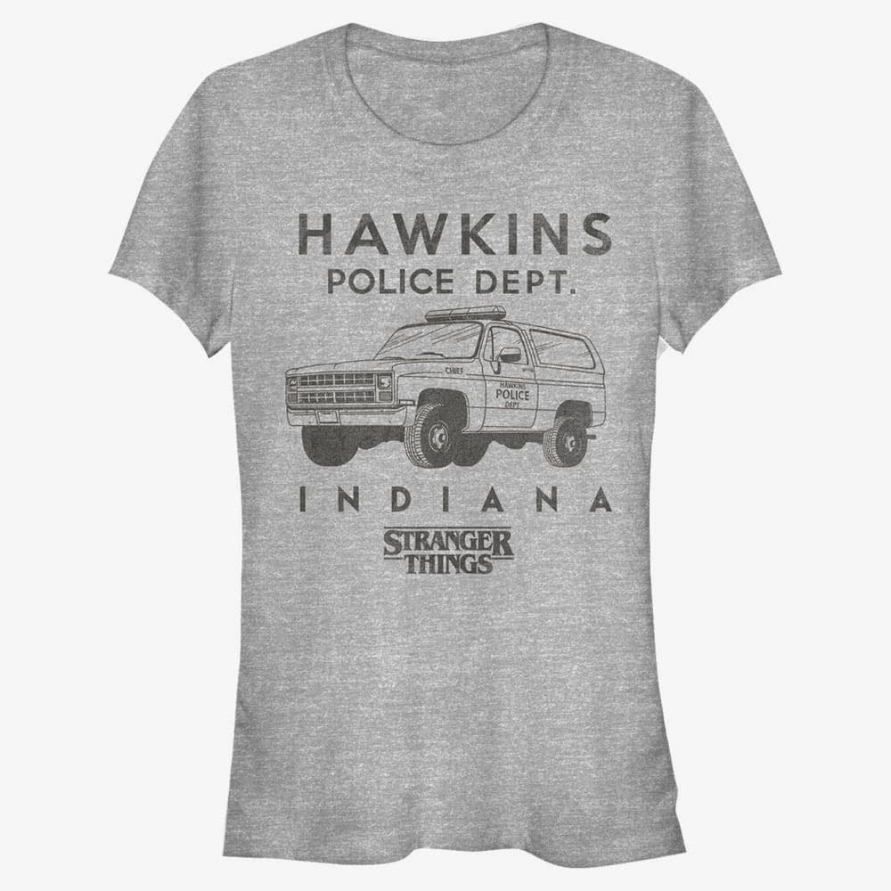 T-shirts Merch Netflix Stranger Things - Hawkins Police Auto Women's T-Shirt Heather Grey