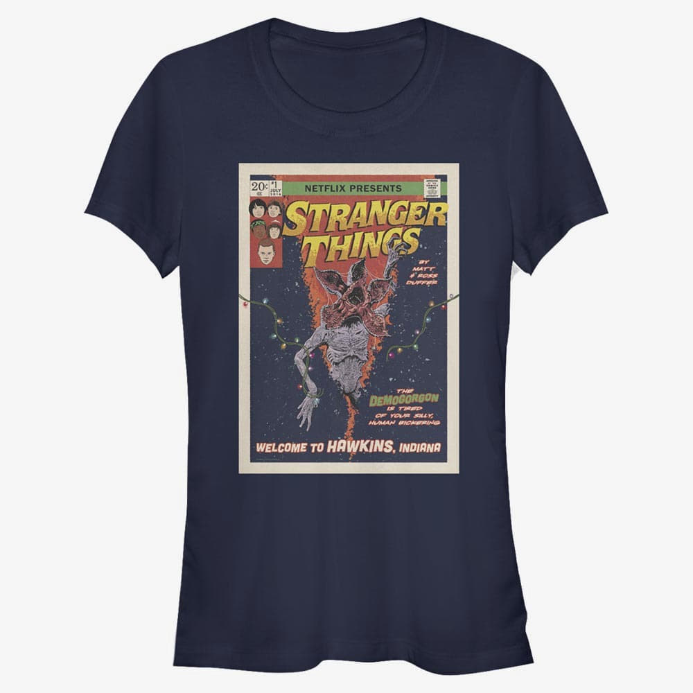 Tričká Merch Netflix Stranger Things - Comic Cover Women's T-Shirt Navy Blue