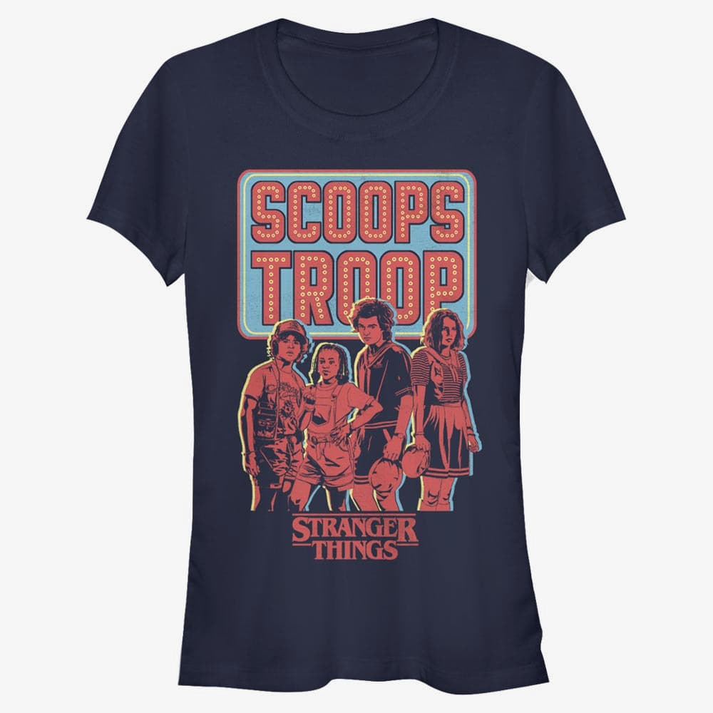 Magliette Merch Netflix Stranger Things - Scoop Troop Women's T-Shirt Navy Blue