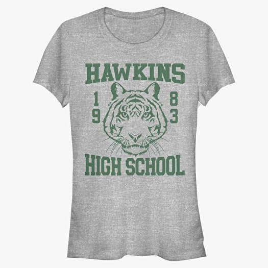 T-shirt Merch Netflix Stranger Things - Hawkins High Tiger 1983 Women's T-Shirt Heather Grey