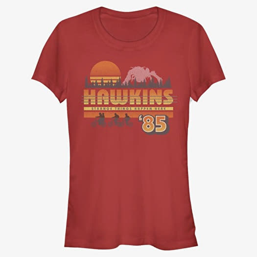 T-shirt Merch Netflix Stranger Things - Hawkins Vintage Sunsnet Women's T-Shirt Red
