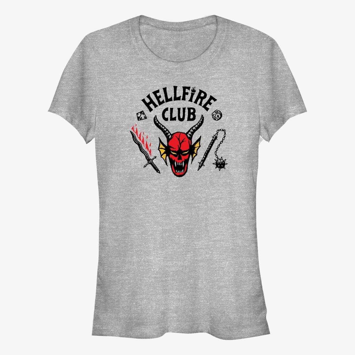 Tričká Merch Netflix Stranger Things - Hellfire Cut Women's T-Shirt Heather Grey