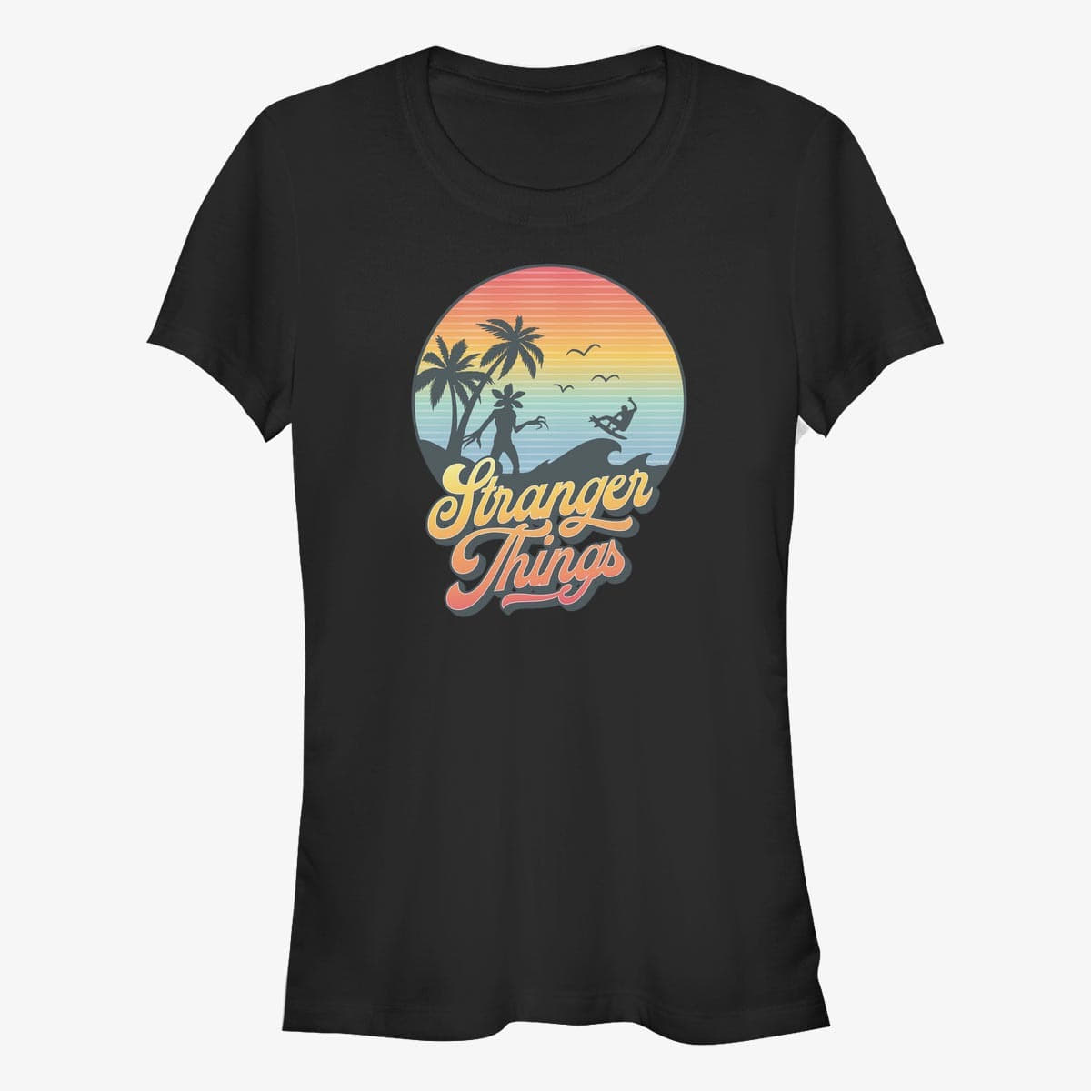 Magliette Merch Netflix Stranger Things - Stranger Retro Sun Women's T-Shirt Black