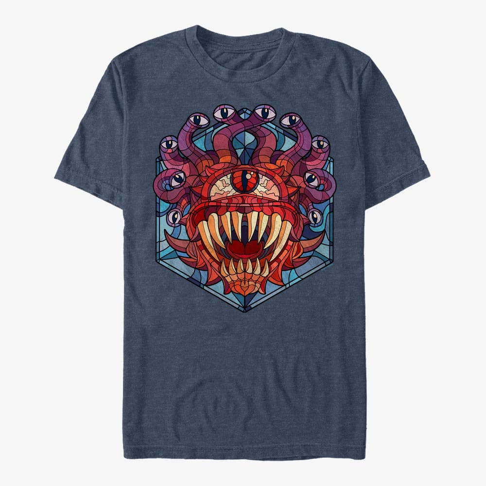 majice kratkih rukava Merch Dungeons & Dragons - Eye of the Beholder Glass Unisex T-Shirt Vintage Heather Navy