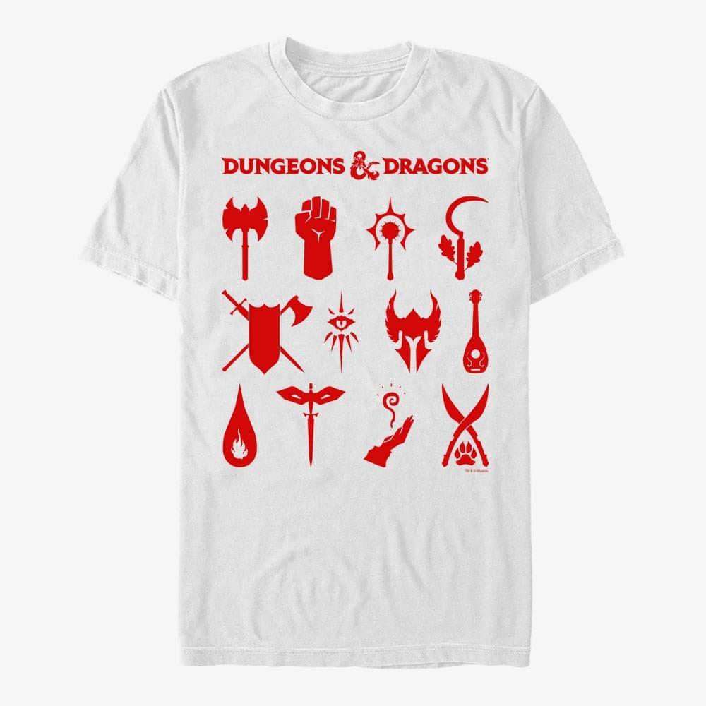Majice T-shirt Merch Dungeons & Dragons - Dungeon Classes Unisex T-Shirt White
