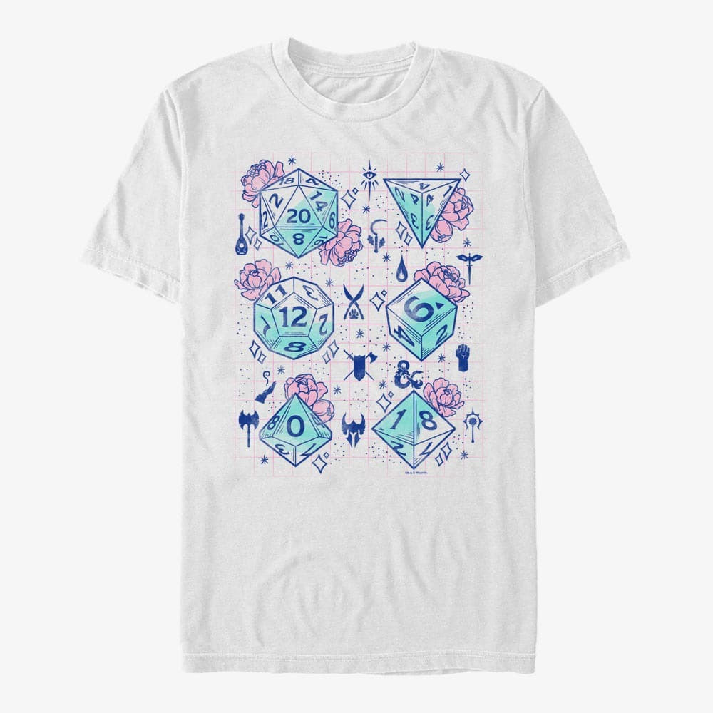 T-shirts Merch Dungeons & Dragons - Floral Dice Unisex T-Shirt White