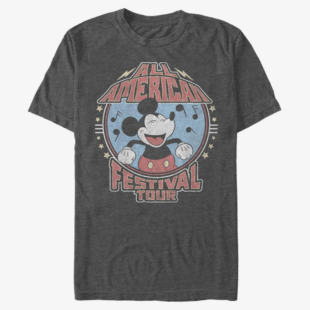 Tričká Merch Disney Classic Mickey - Mickey American Tour Unisex T-Shirt Dark Heather Grey