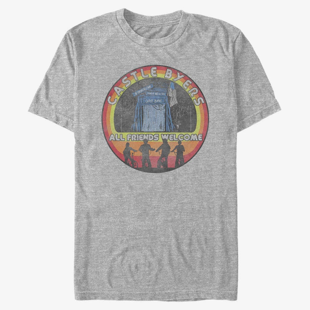 Tričká Merch Netflix Stranger Things - Castle Stamper Unisex T-Shirt Heather Grey