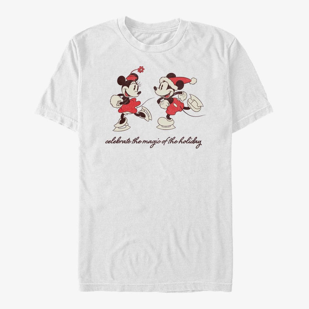 Tričká Merch Disney Mickey Classic - Vintage Holiday Skaters Unisex T-Shirt White