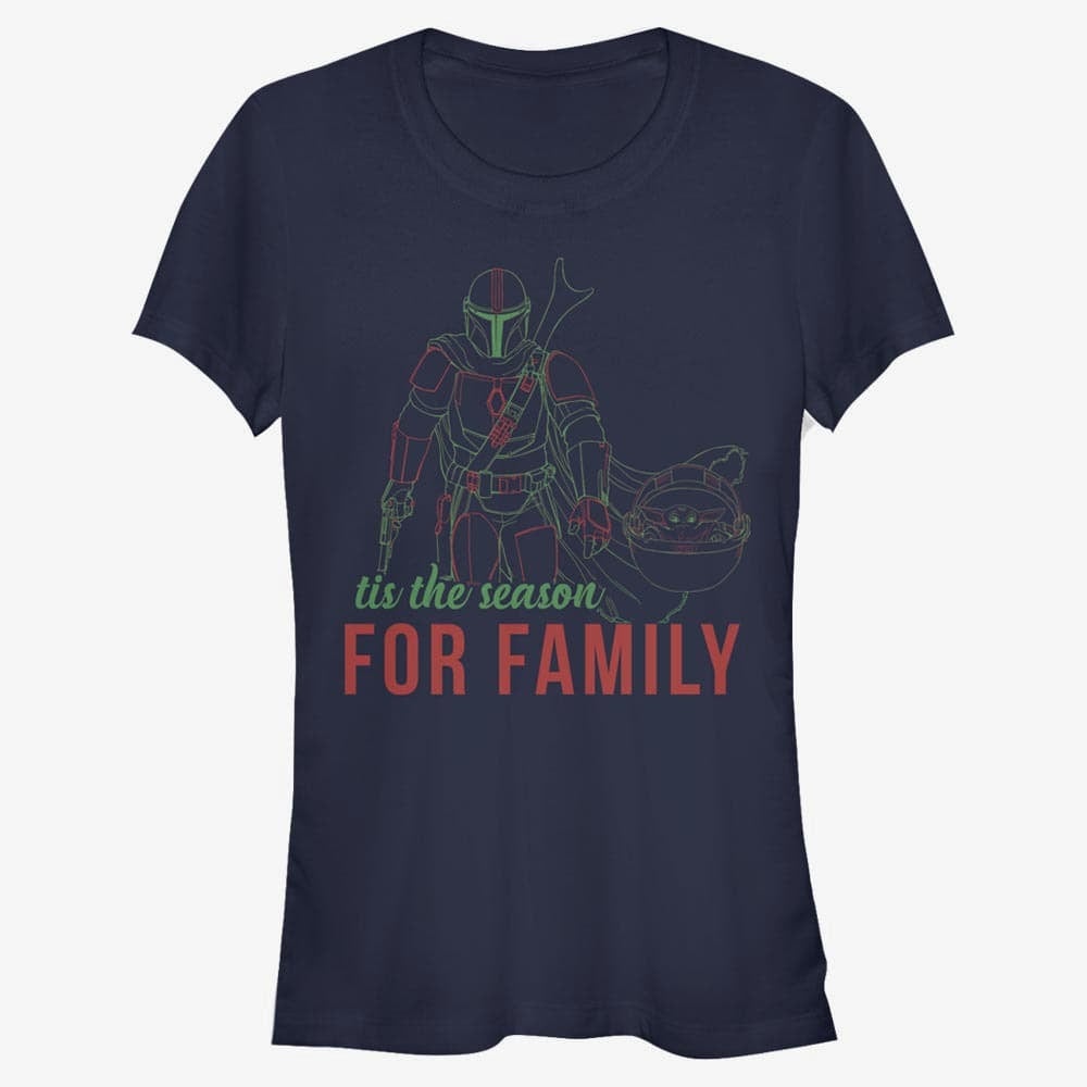 Tričká Merch Star Wars: The Mandalorian - Family Time Women's T-Shirt Navy Blue