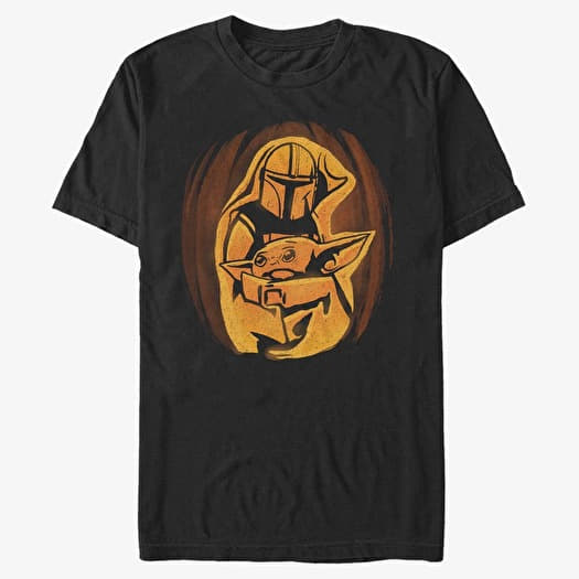 Tričko Merch Star Wars: The Mandalorian - Mando Child Pumpkin Unisex T-Shirt Black