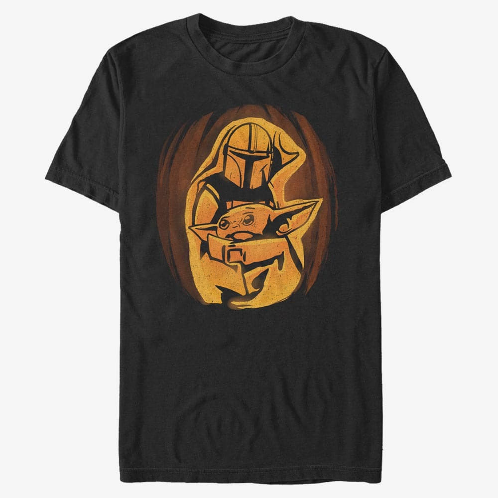 Pólók Merch Star Wars: The Mandalorian - Mando Child Pumpkin Unisex T-Shirt Black