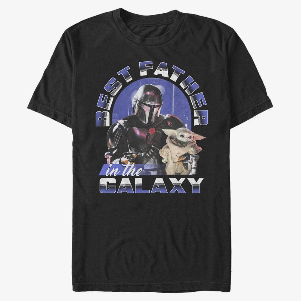 majice kratkih rukava Merch Star Wars: The Mandalorian - Best Father to Child Men's T-Shirt Black
