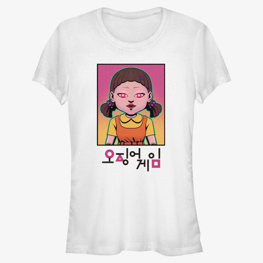 majice kratkih rukava Merch Netflix Squid Game - Neon Doll Women's T-Shirt White