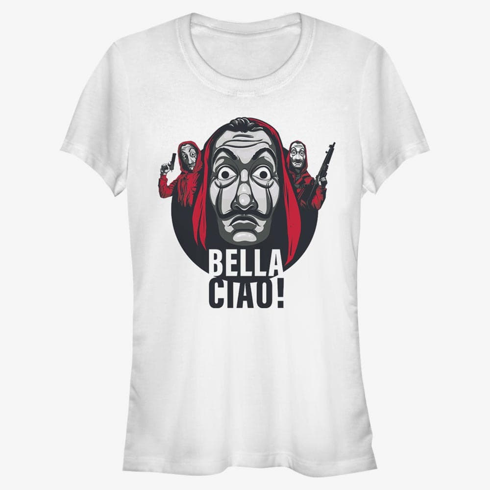 Tričká Merch Netflix Money Heist - Ciao Circle Trio Women's T-Shirt White