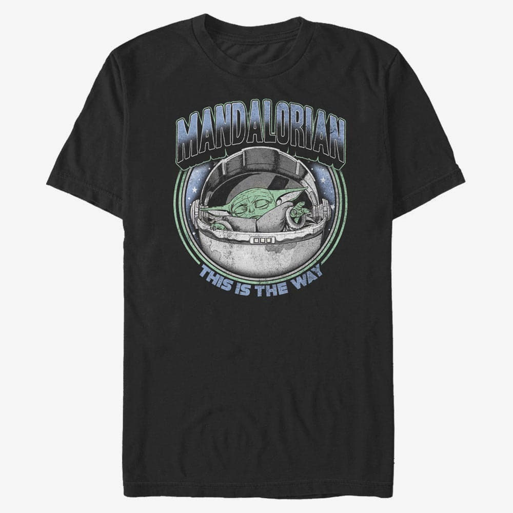 majice kratkih rukava Merch Star Wars: The Mandalorian - VINT MAGIC Men's T-Shirt Black
