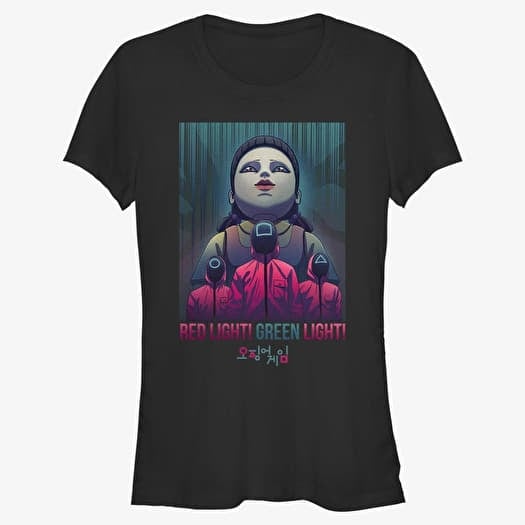 Tričko Merch Netflix Squid Game - Red Light eyes Women's T-Shirt Black