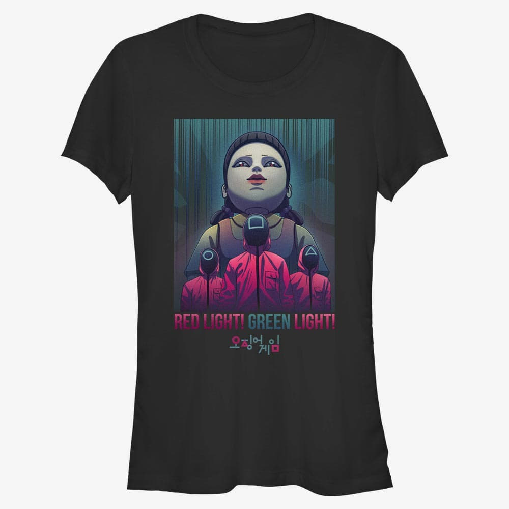 Tričká Merch Netflix Squid Game - Red Light eyes Women's T-Shirt Black