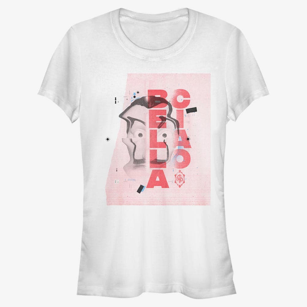 Tričká Merch Netflix Money Heist - Warped Mask Collage Women's T-Shirt White