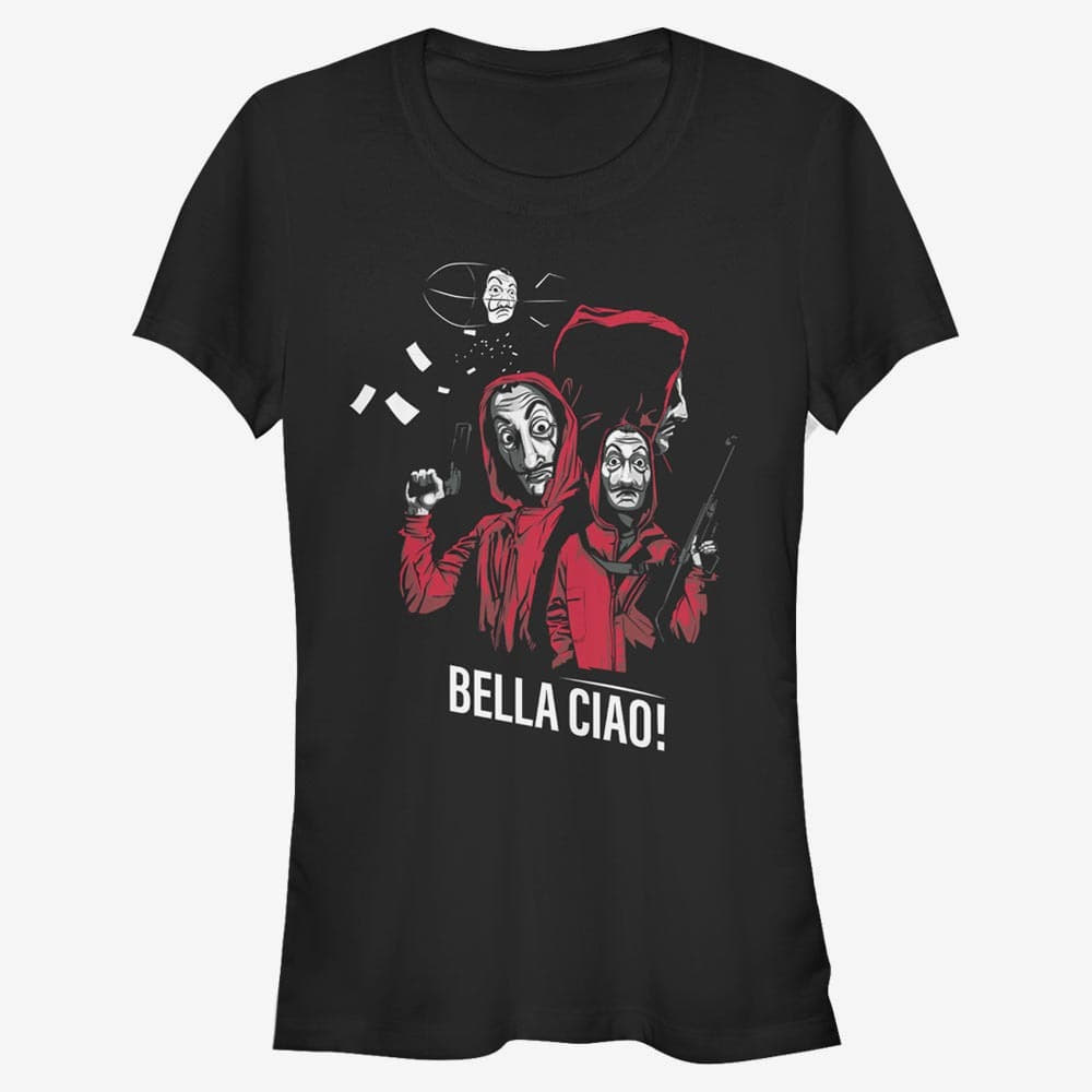 T-Shirts Merch Netflix Money Heist - Masked Zeppelin Group Women's T-Shirt Black