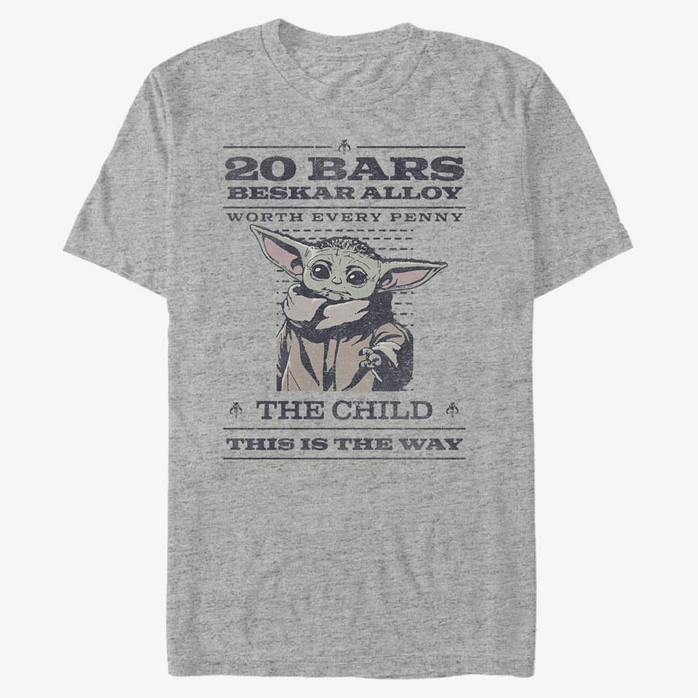 majice kratkih rukava Merch Star Wars: The Mandalorian - Wanted Poster Men's T-Shirt Heather Grey