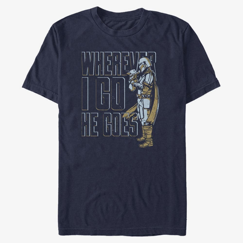 majice kratkih rukava Merch Star Wars: Mandalorian - It Follows Men's T-Shirt Navy Blue
