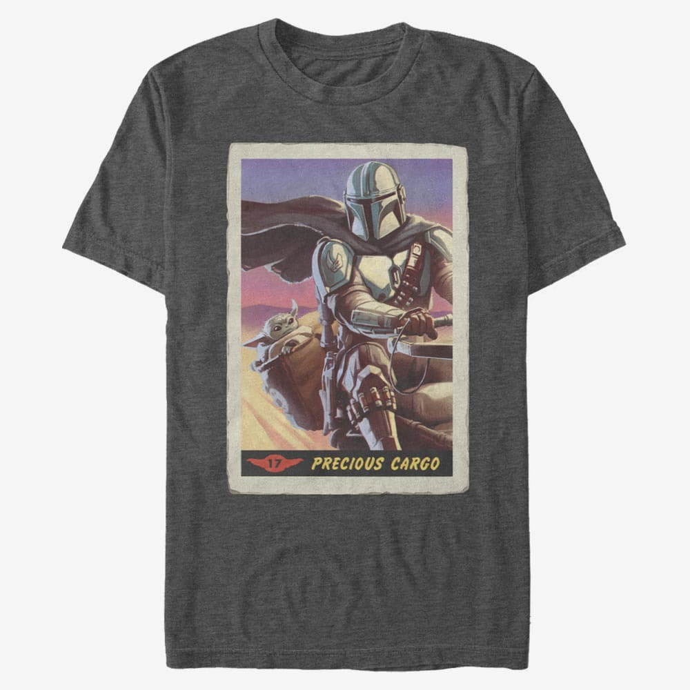 Trička Merch Star Wars: The Mandalorian - Precious Cargo Poster Men's T-Shirt Dark Heather Grey