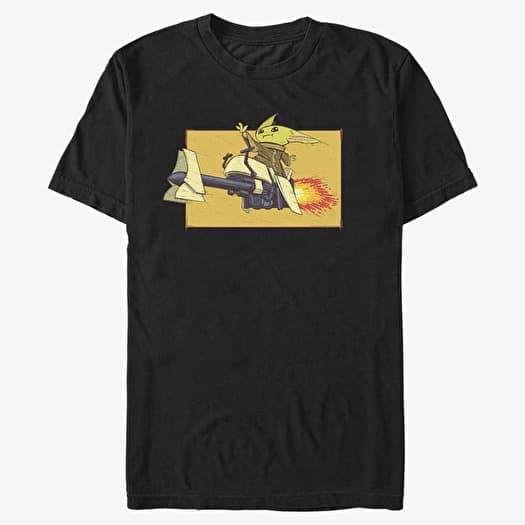 Tričko Merch Star Wars: The Mandalorian - Speeder Bike Force Men's T-Shirt Black
