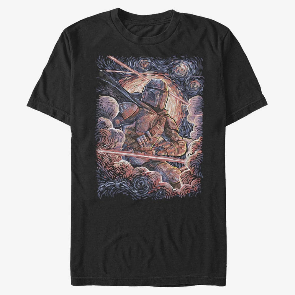 majice kratkih rukava Merch Star Wars: The Mandalorian - Mando Painted Starries Men's T-Shirt Black