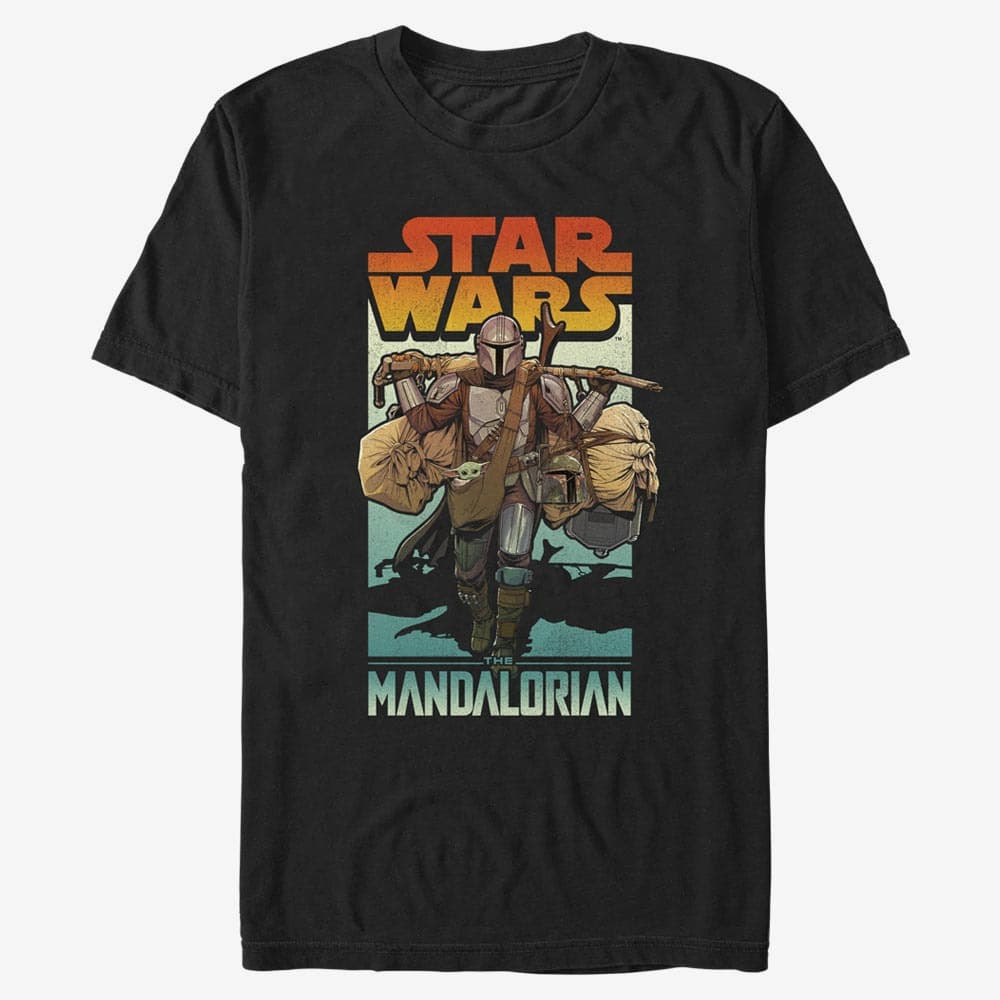 majice kratkih rukava Merch Star Wars: The Mandalorian - Mando on Foot Men's T-Shirt Black