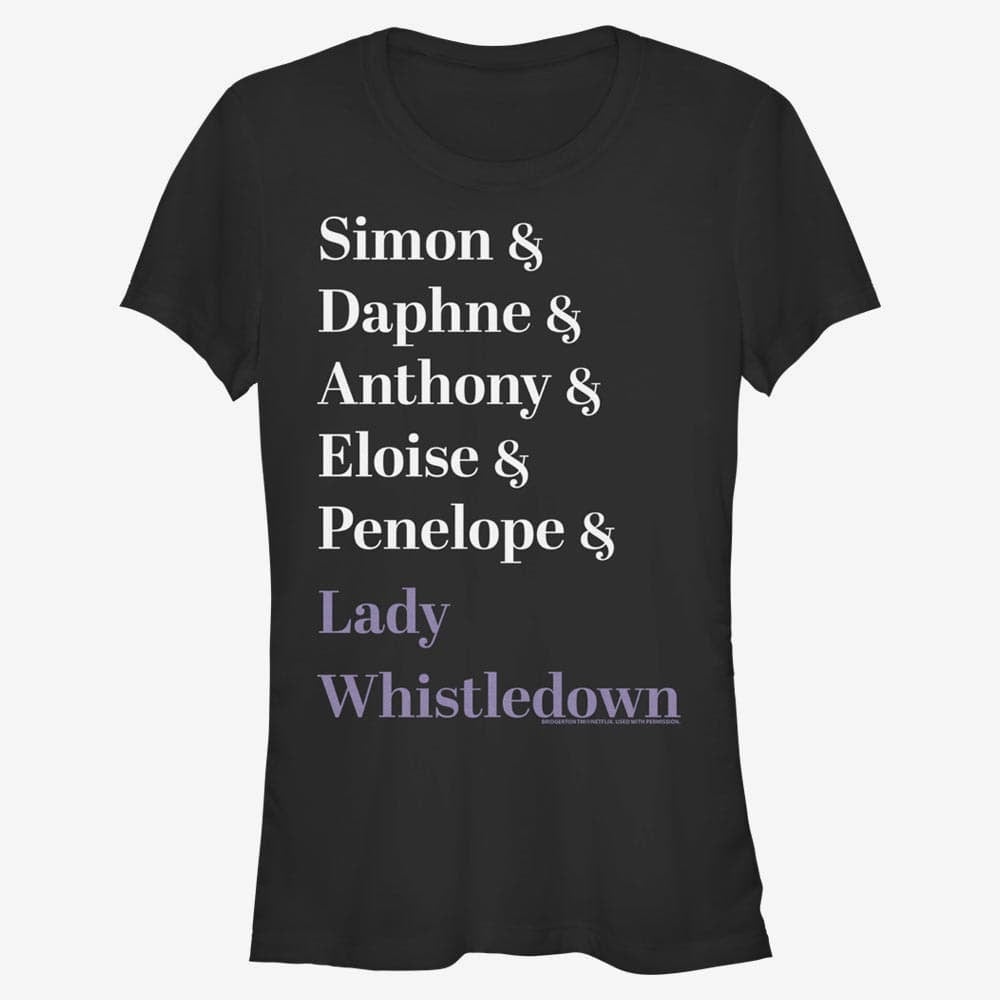 Tričká Merch Netflix Bridgerton - Name Stack Women's T-Shirt Black