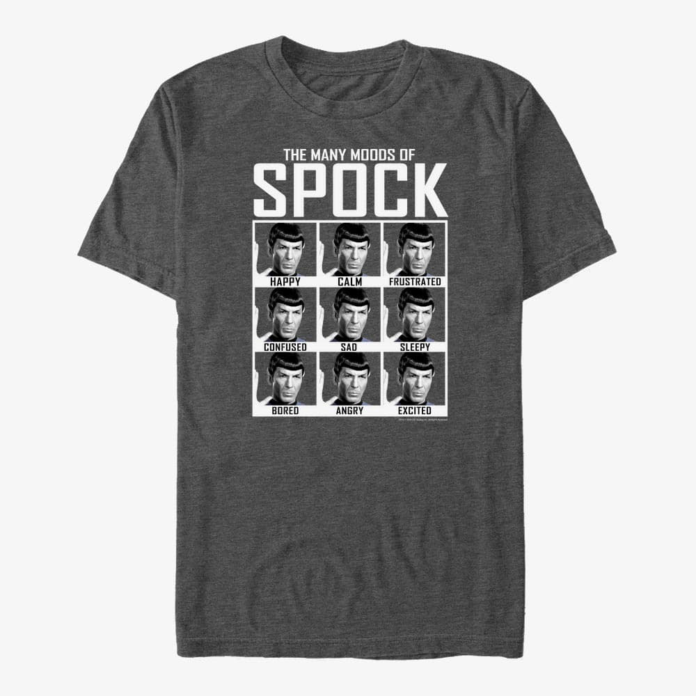 T-särgid Merch Paramount Star Trek - Spocks Moods Men's T-Shirt Dark Heather Grey
