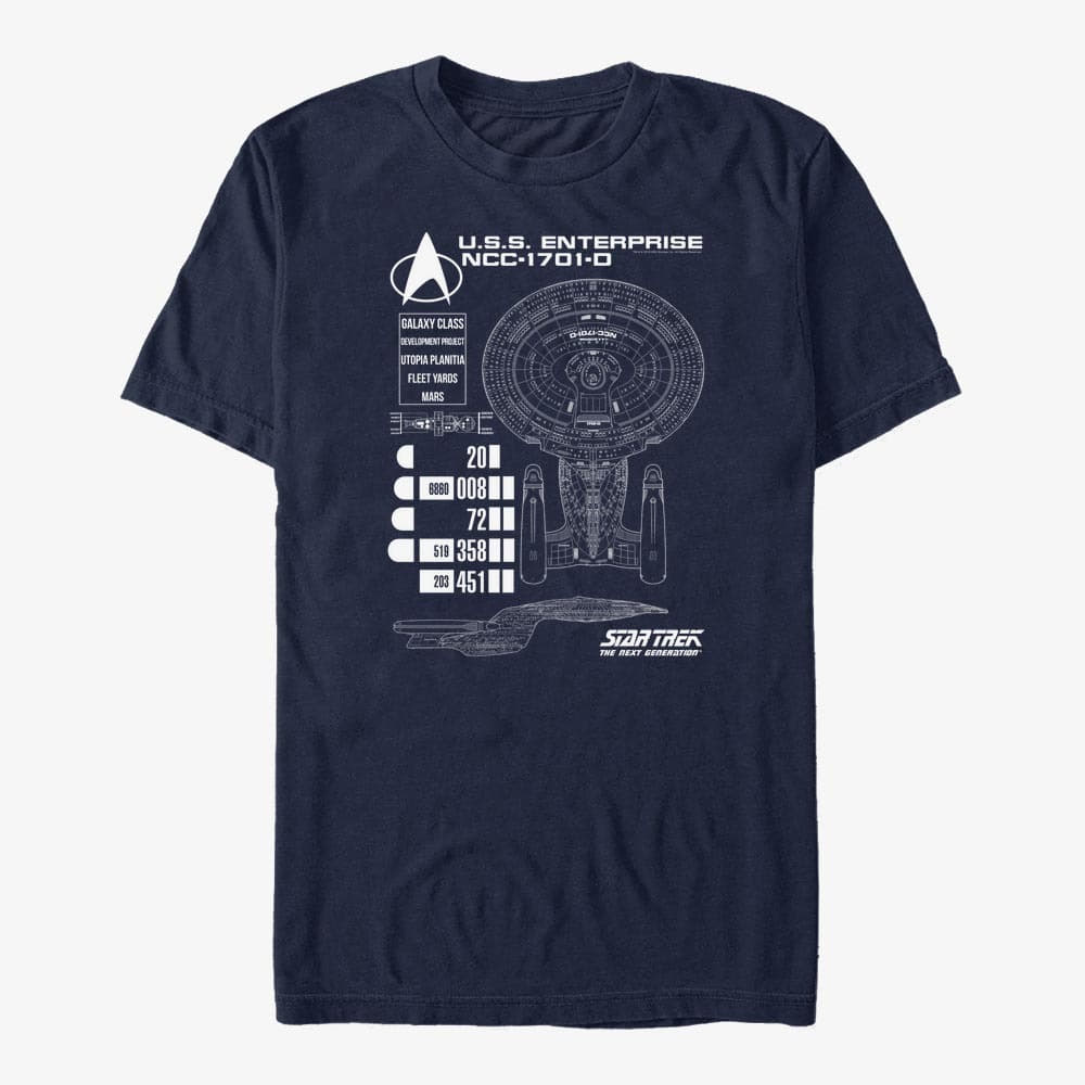 Magliette Merch Paramount Star Trek - Ship Schematics Men's T-Shirt Navy Blue
