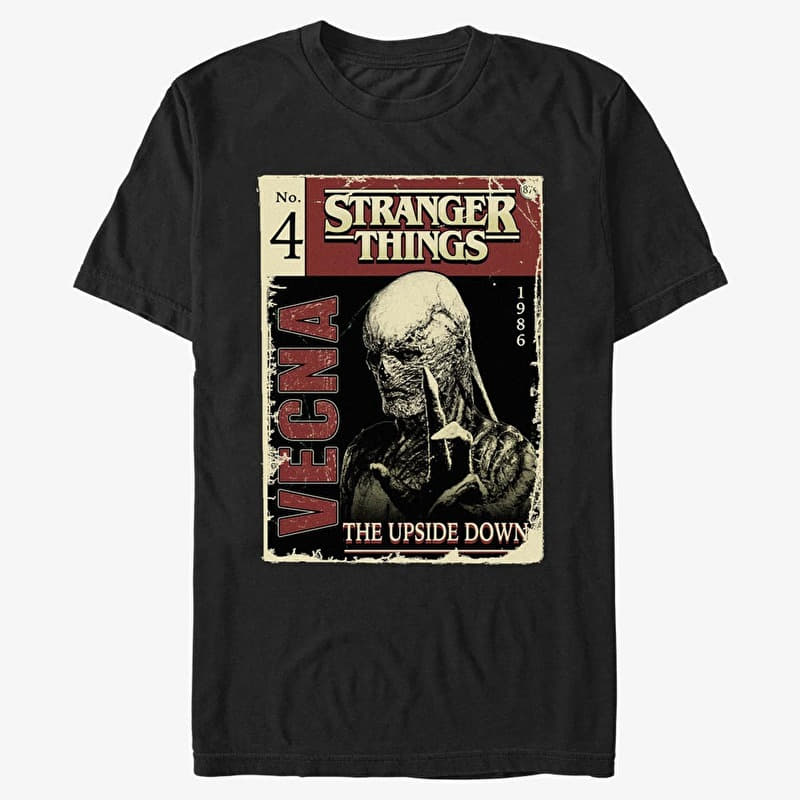 Póló Merch Netflix Stranger Things - VECNA Pulp Comic Men's T-Shirt Black