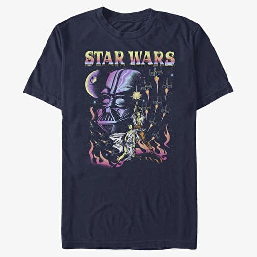 Tričko Merch Star Wars: A New Hope - Blacklight Dark Side Men's T-Shirt Navy Blue