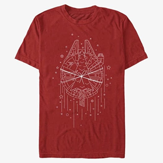 T-shirt Merch Star Wars: Classic - Falcon Christmas Line Art Men's T-Shirt Red