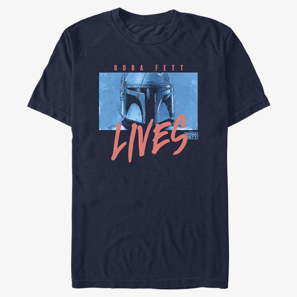 majice kratkih rukava Merch Star Wars Book of Boba Fett - Boba Lives Men's T-Shirt Navy Blue