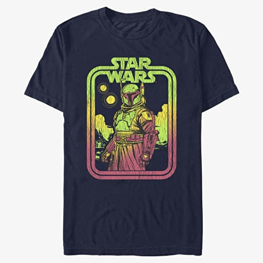 T-shirt Merch Star Wars Book of Boba Fett - Boba Retro Men's T-Shirt Navy Blue