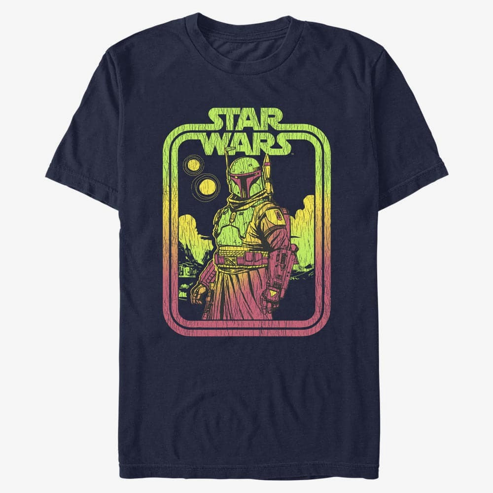 T-shirts Merch Star Wars Book of Boba Fett - Boba Retro Men's T-Shirt Navy Blue