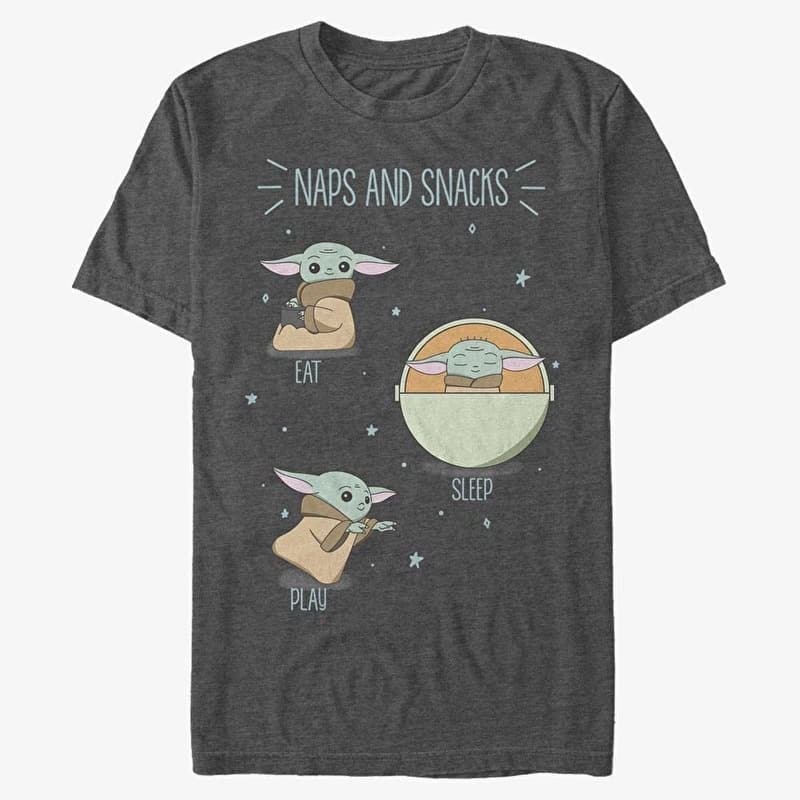 Merch Star Wars - Snack Yoda Men's T-Shirt Dark Heather Grey