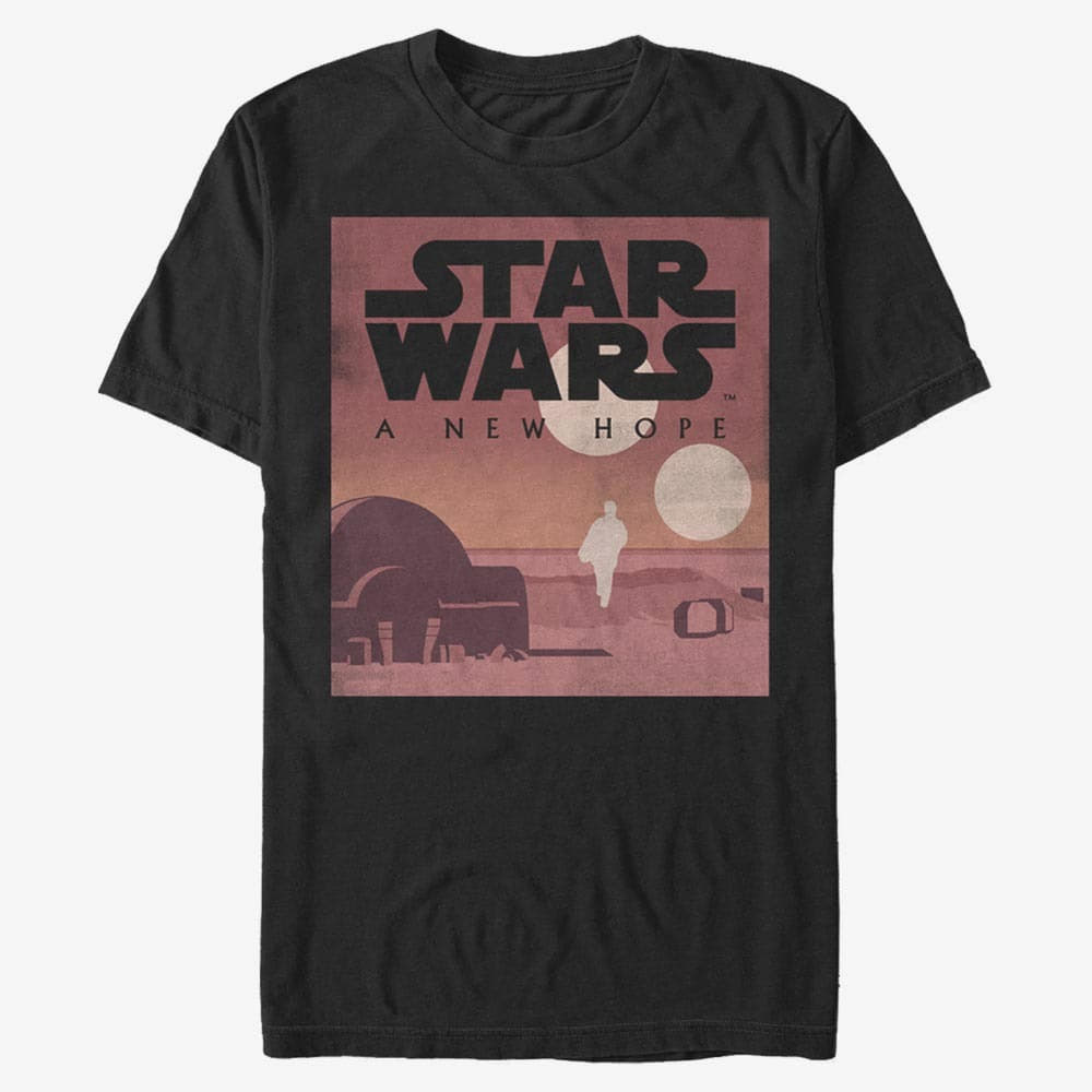 Koszulki Merch Star Wars: Classic - New Hope Minimalist Men's T-Shirt Black