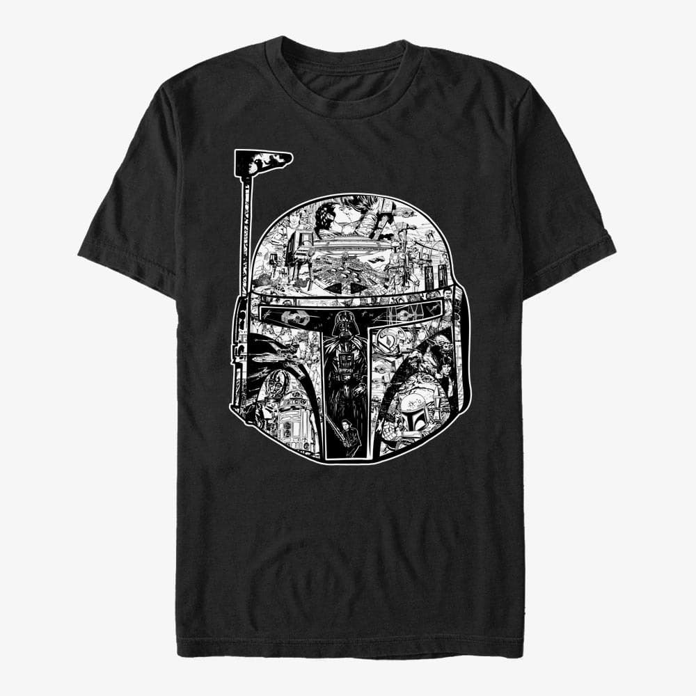 Camisetas Merch Star Wars: Classic - Boba Helmet Story Men's T-Shirt Black