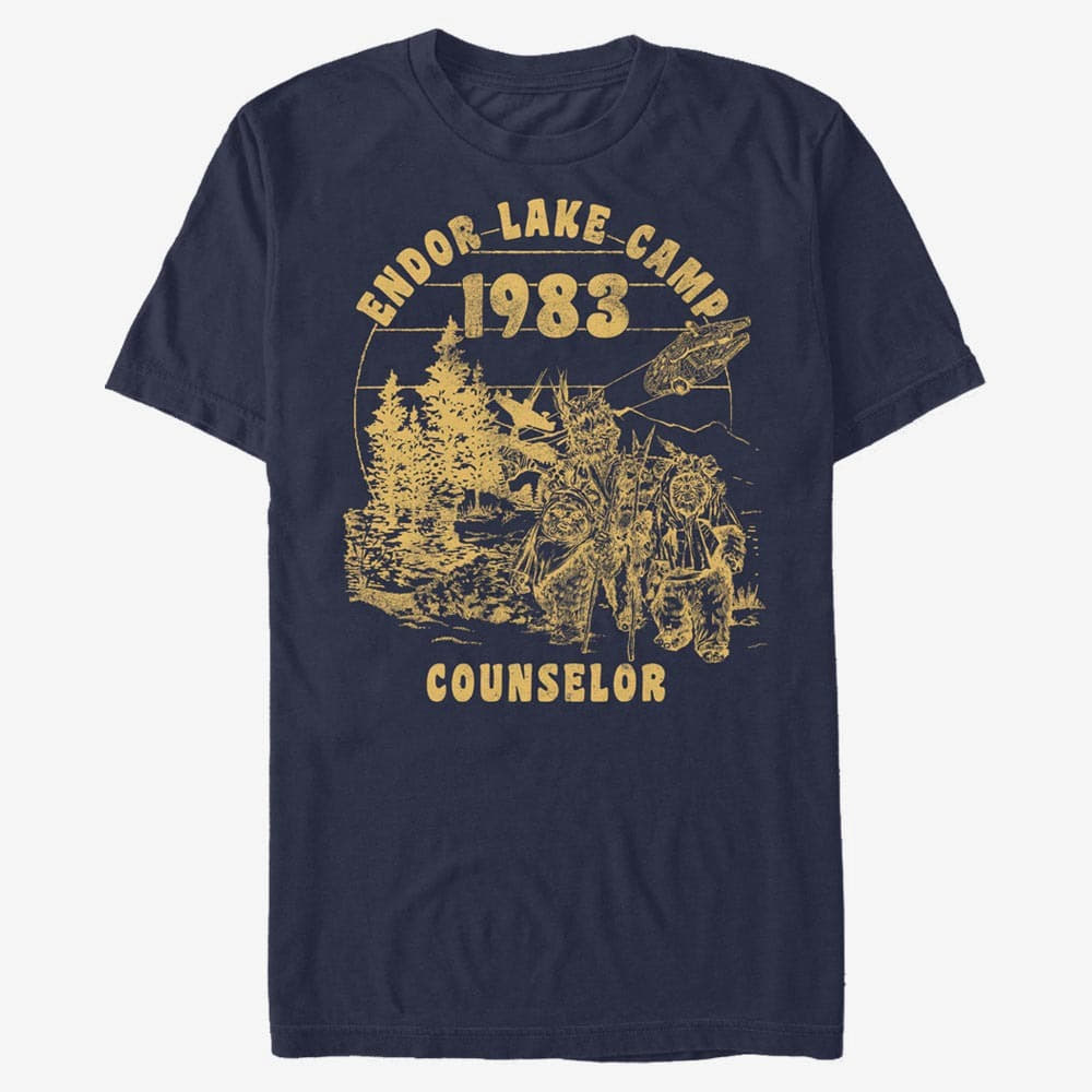 Tričká Merch Star Wars: Classic - Ewok Camper Men's T-Shirt Navy Blue