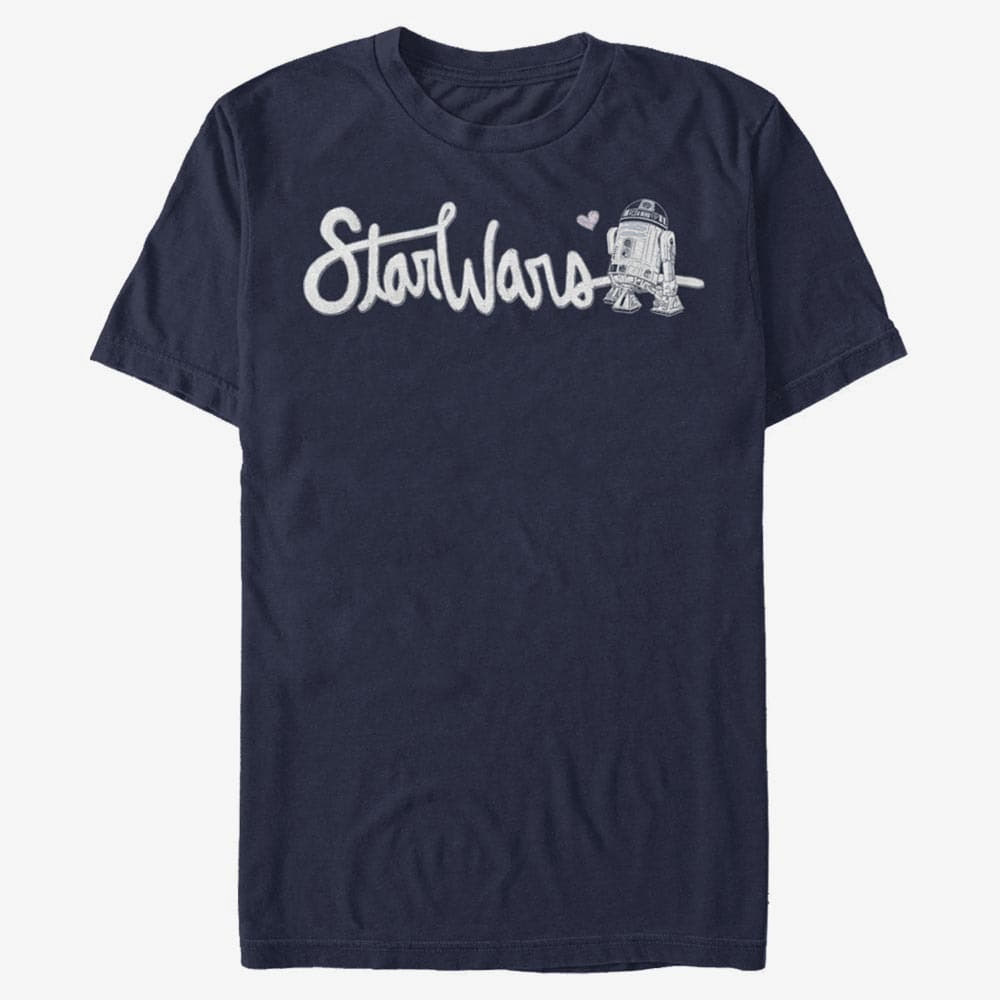 Tričká Merch Star Wars: Classic - Cursive R2 Men's T-Shirt Navy Blue